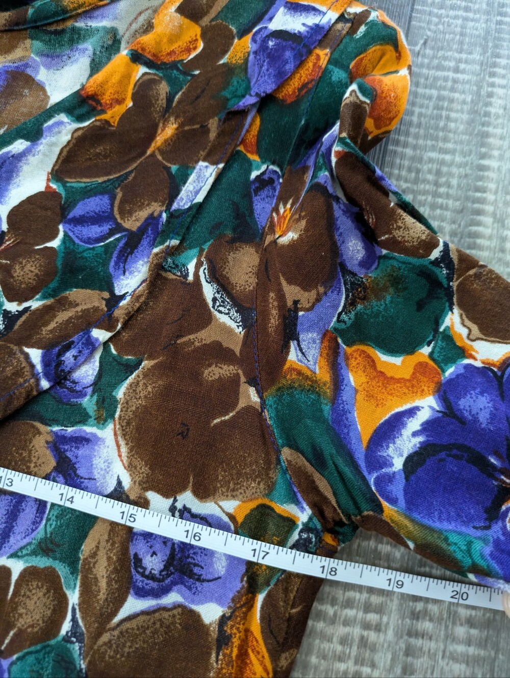 Vintage 70s Floral Fit & Flare Dress Statement Peter Pan Collar Retro Midi - Picture 8 of 9